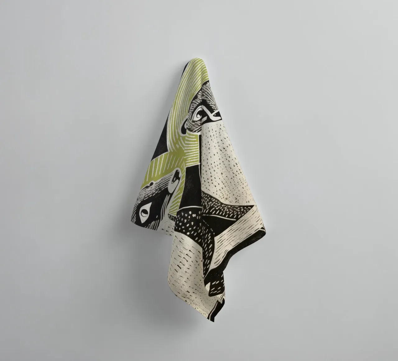 Green Mongoose 4 towel by Minimal Animal Art