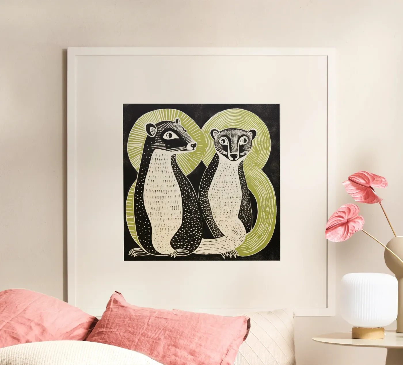 Green Mongooses poster by Minimal Animal Art