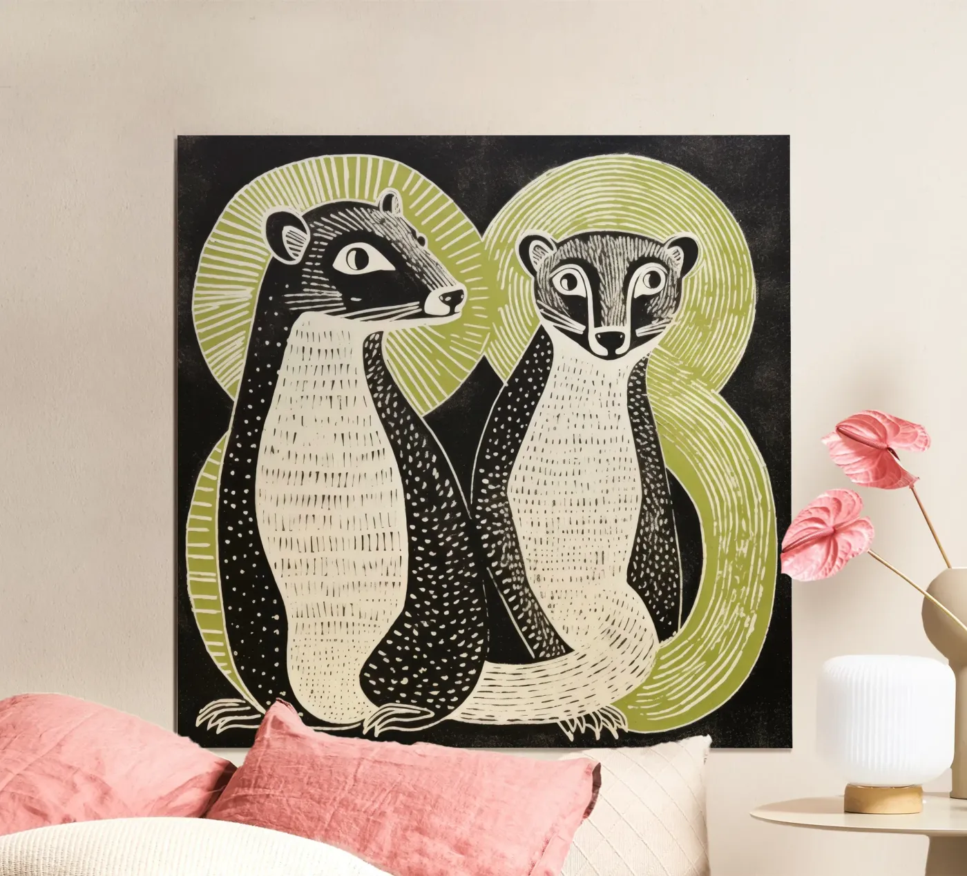 Green Mongooses poster by Minimal Animal Art