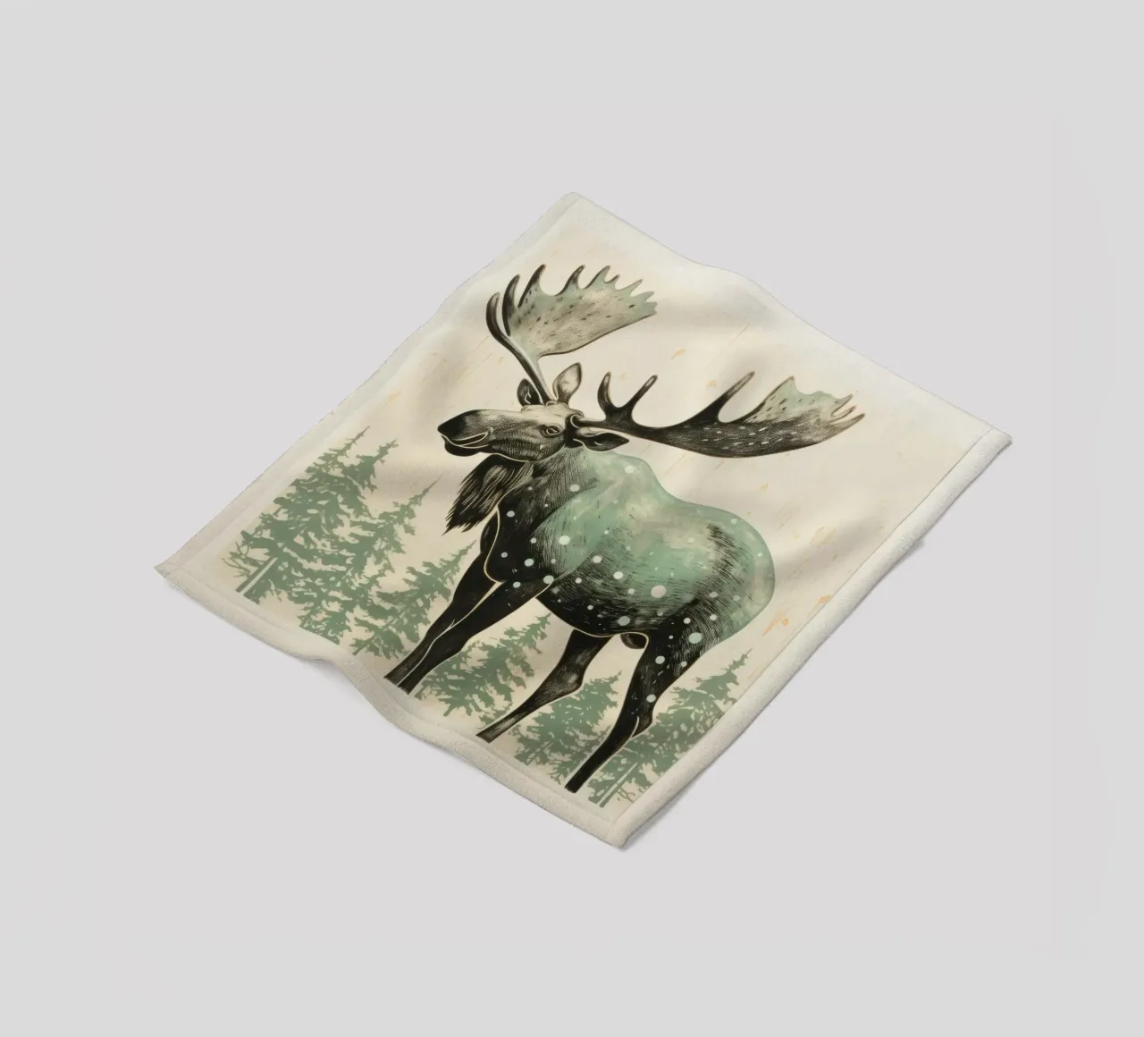 Alce Verde 1 coperta in pile da Minimal Animal Art