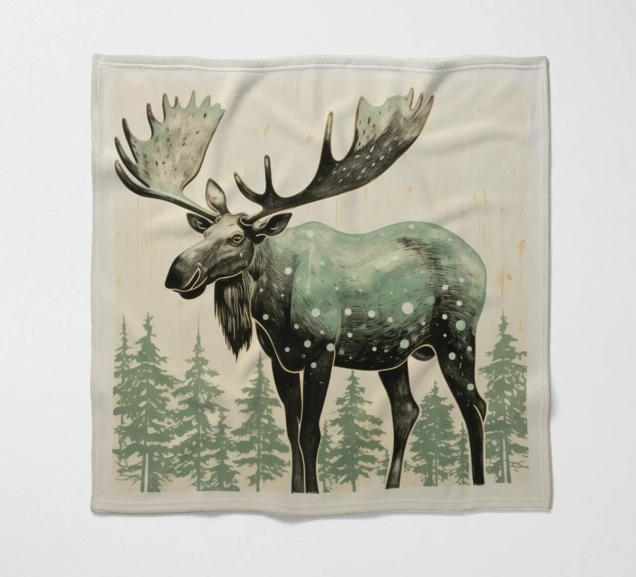 Alce Verde 1 coperta in pile da Minimal Animal Art