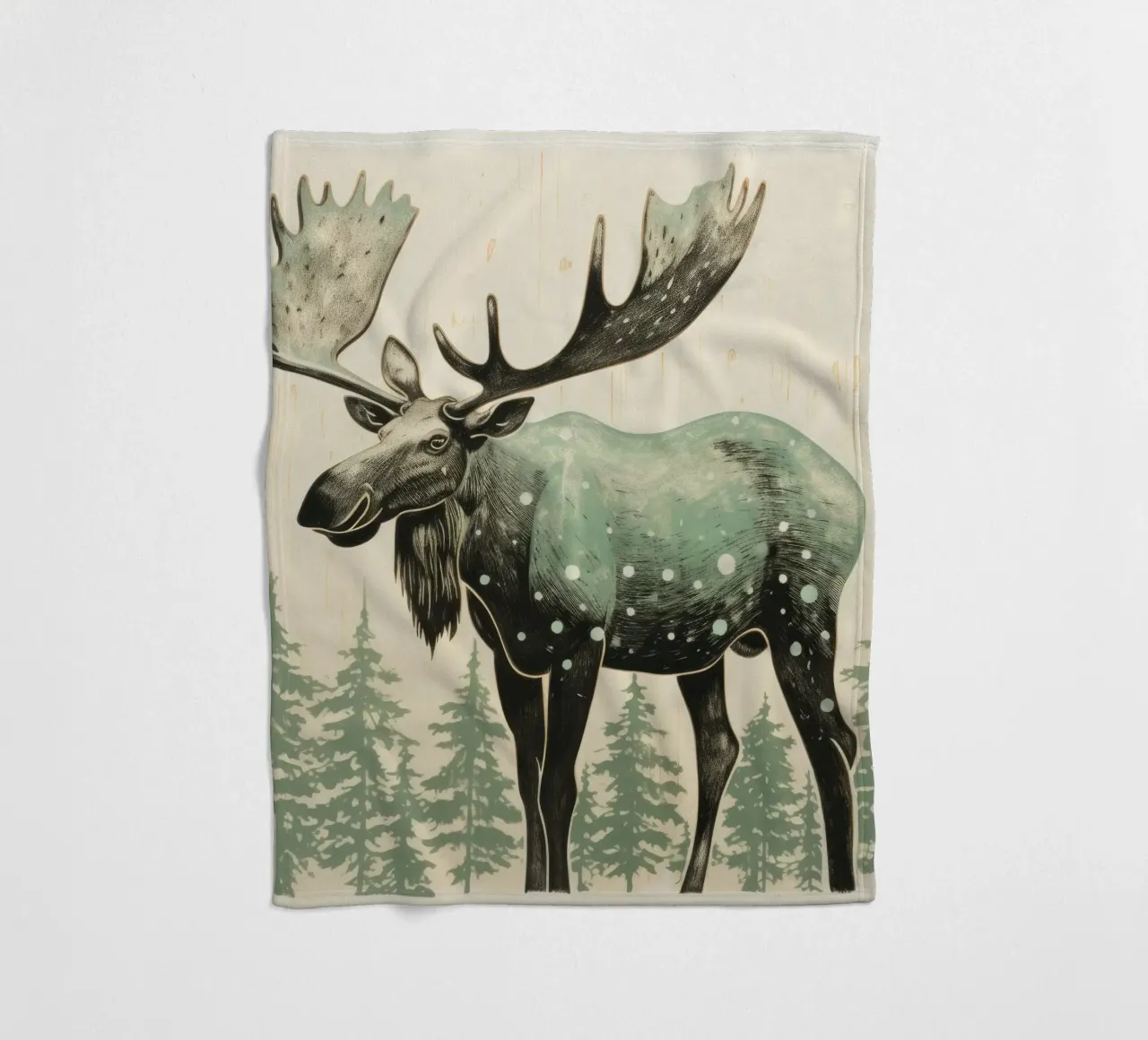 Alce Verde 1 coperta in pile da Minimal Animal Art