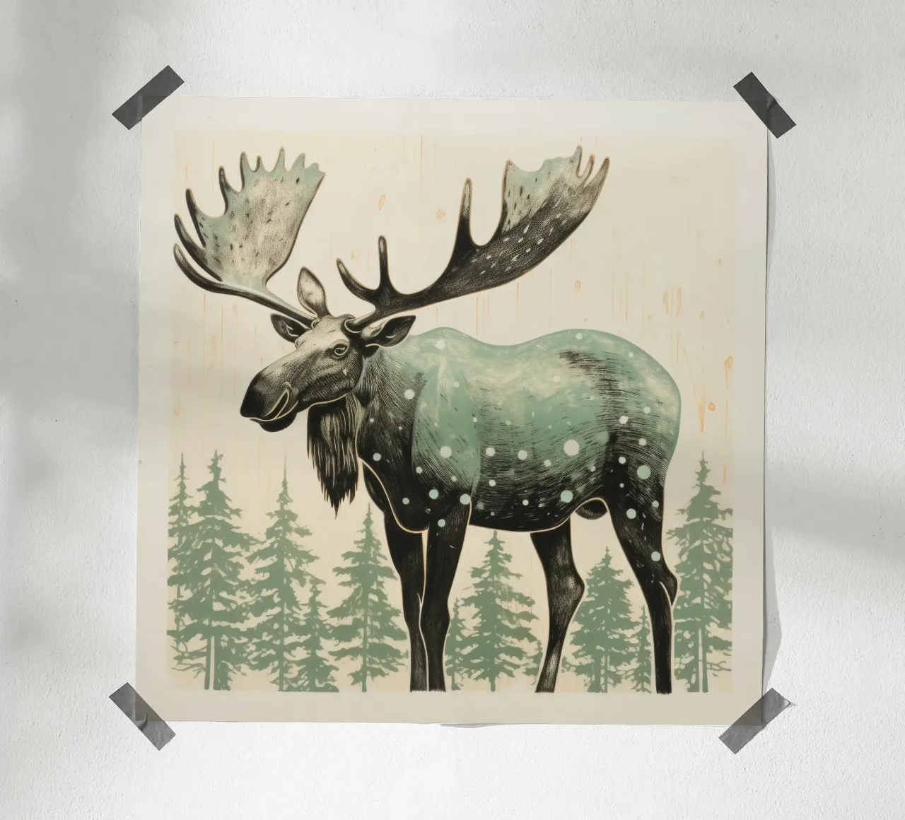 Alce Verde poster da Minimal Animal Art