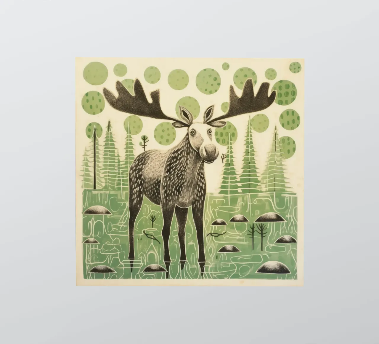 Grüner Elch 2 Sticker von Minimal Animal Art
