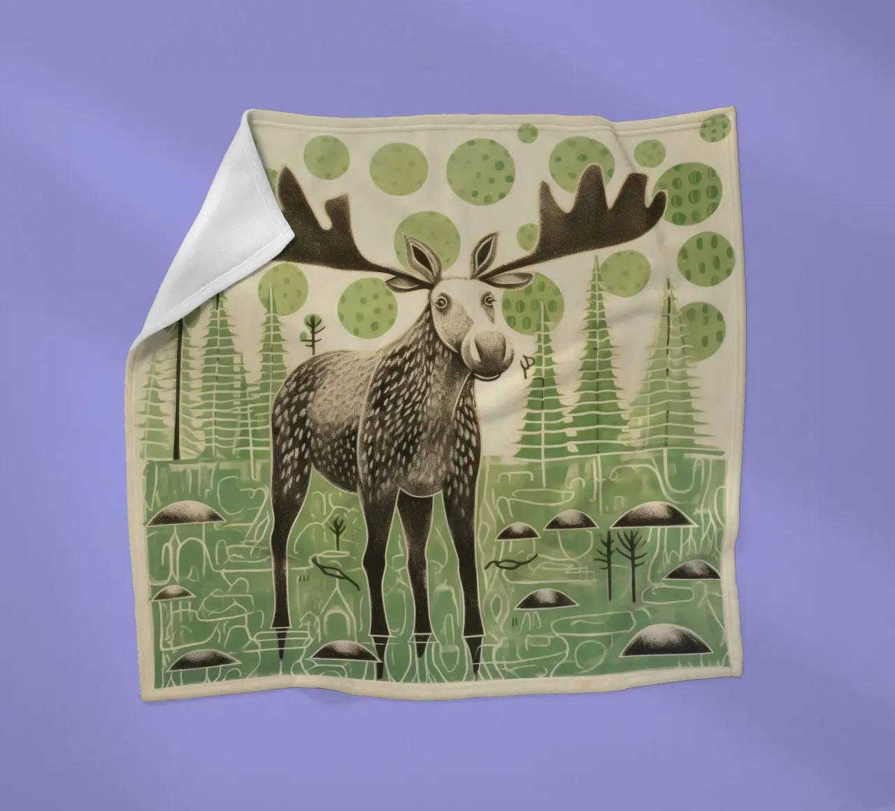 Alce Verde 2 coperta in pile da Minimal Animal Art