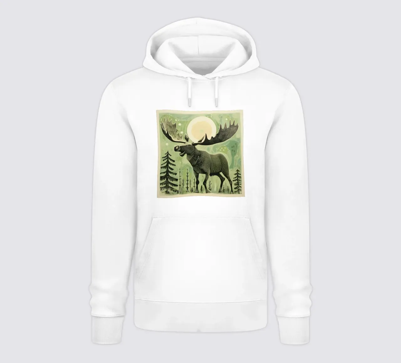 Alce Verde 3 felpa con cappuccio da Minimal Animal Art