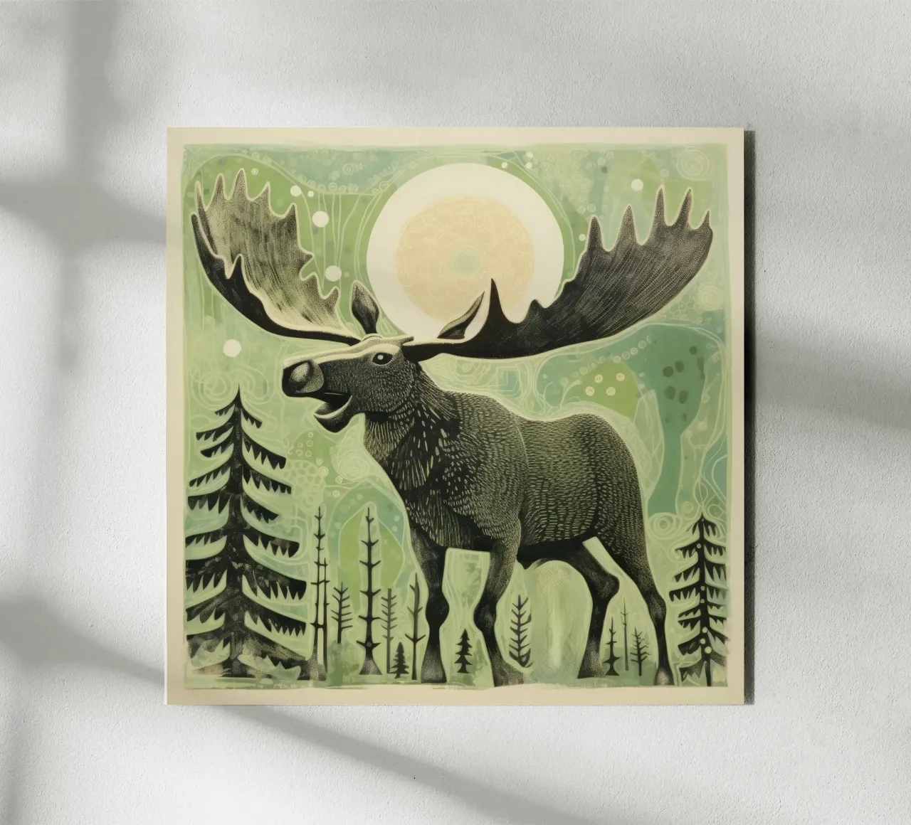 Alce Verde 3 alluminio dibond da Minimal Animal Art
