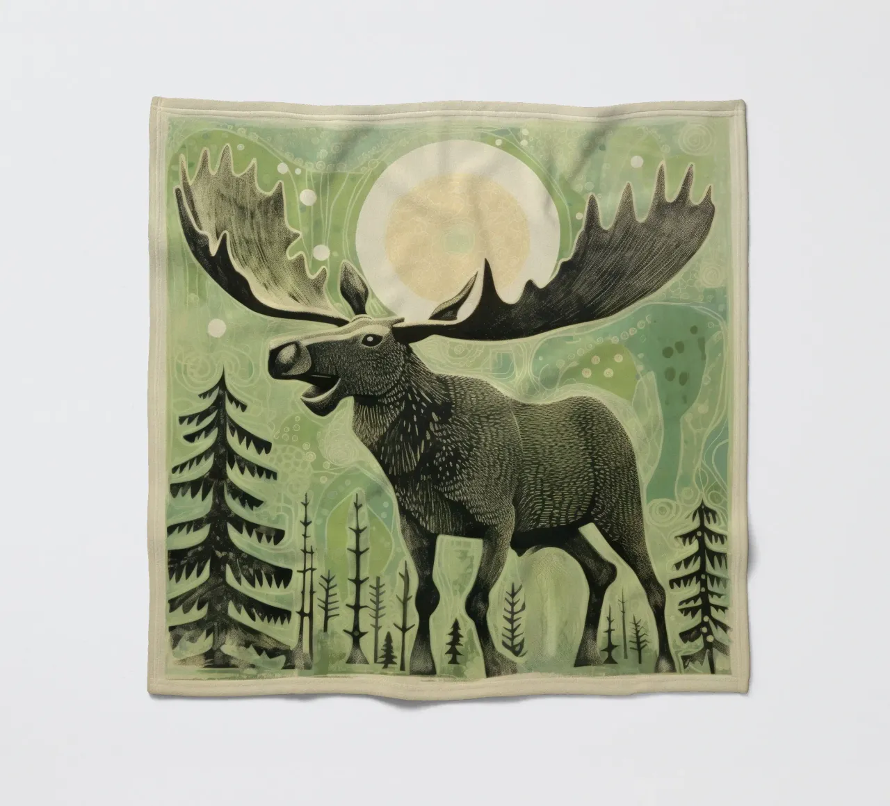 Alce Verde 3 coperta in pile da Minimal Animal Art