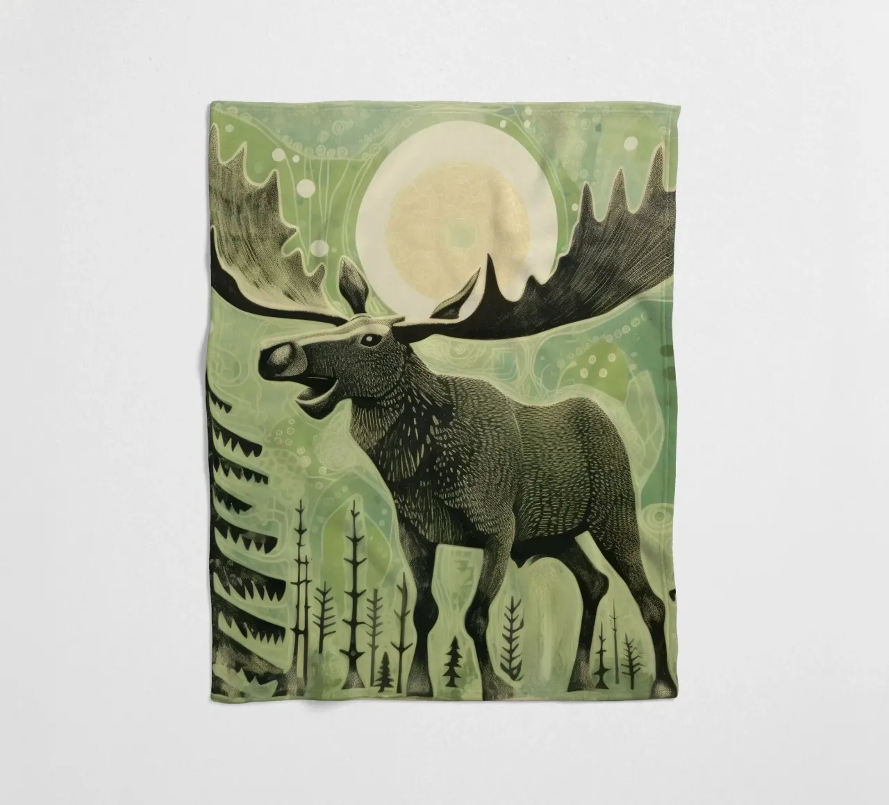 Alce Verde 3 coperta in pile da Minimal Animal Art