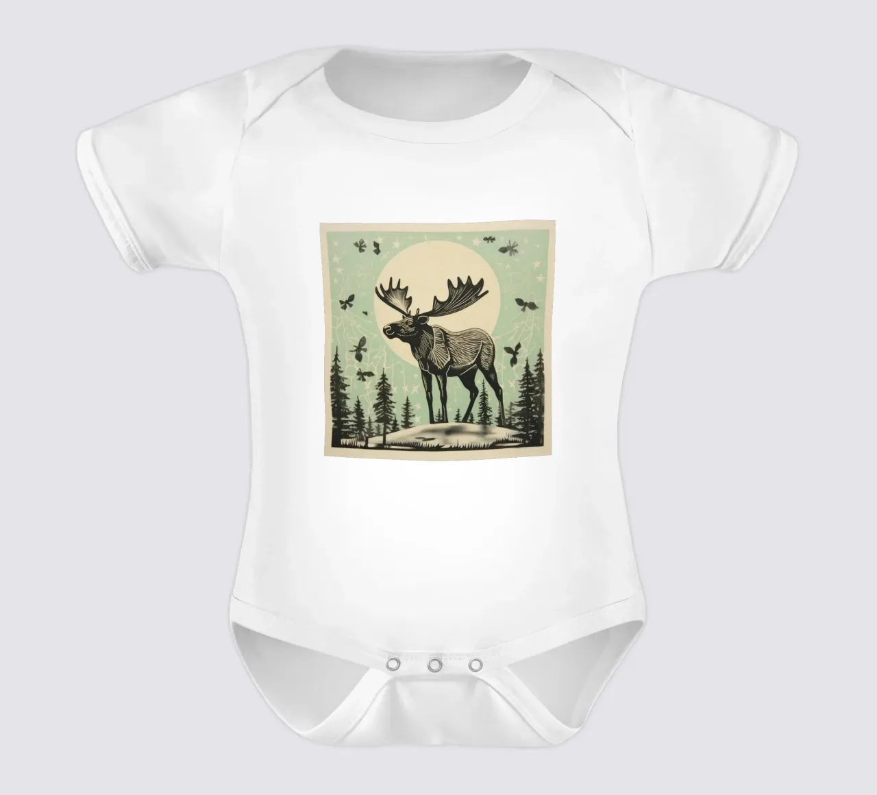 Alce Verde 4 body neonato maniche corte da Minimal Animal Art