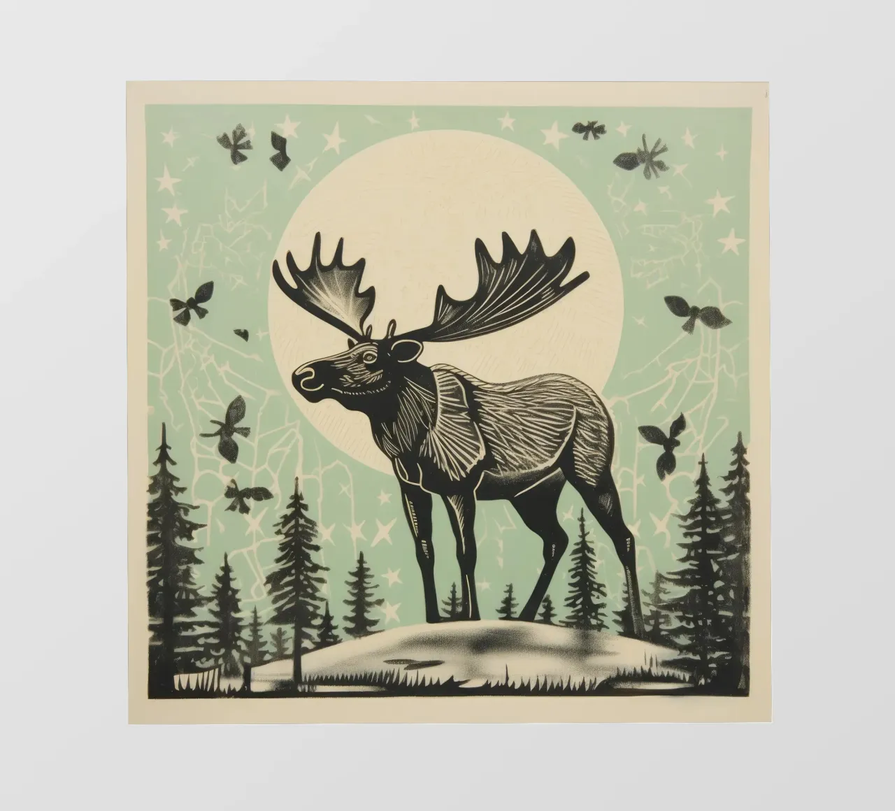 Alce Verde 4 telo in pvc da Minimal Animal Art