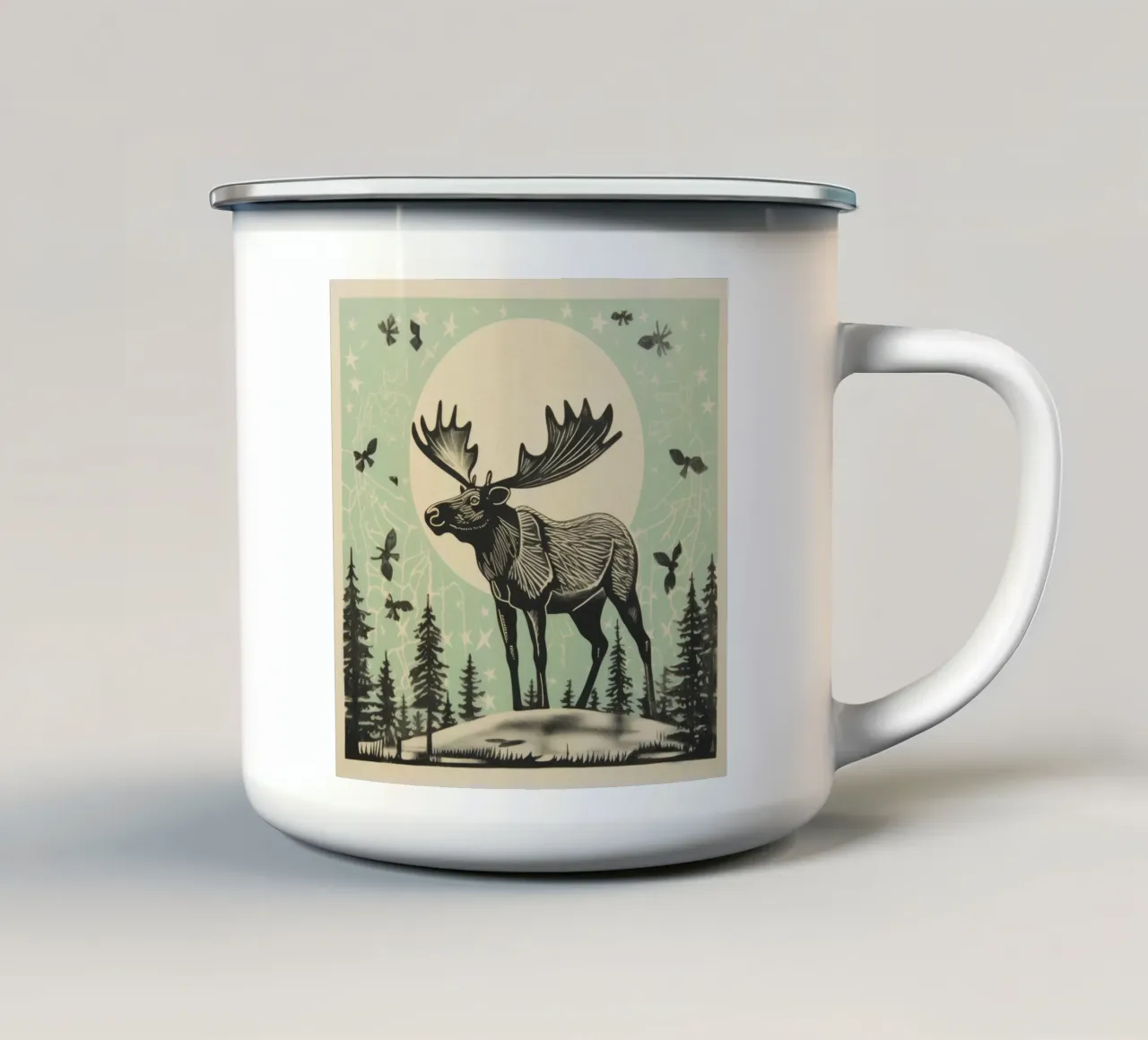 Alce Verde 4 tazza in smalto da Minimal Animal Art