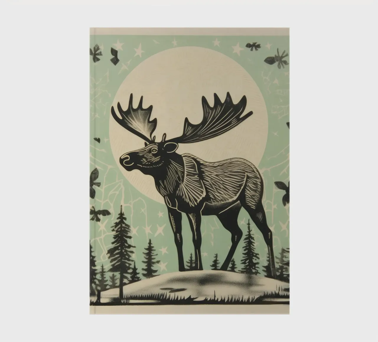 Green Moose 4 notebook by Minimal Animal Art