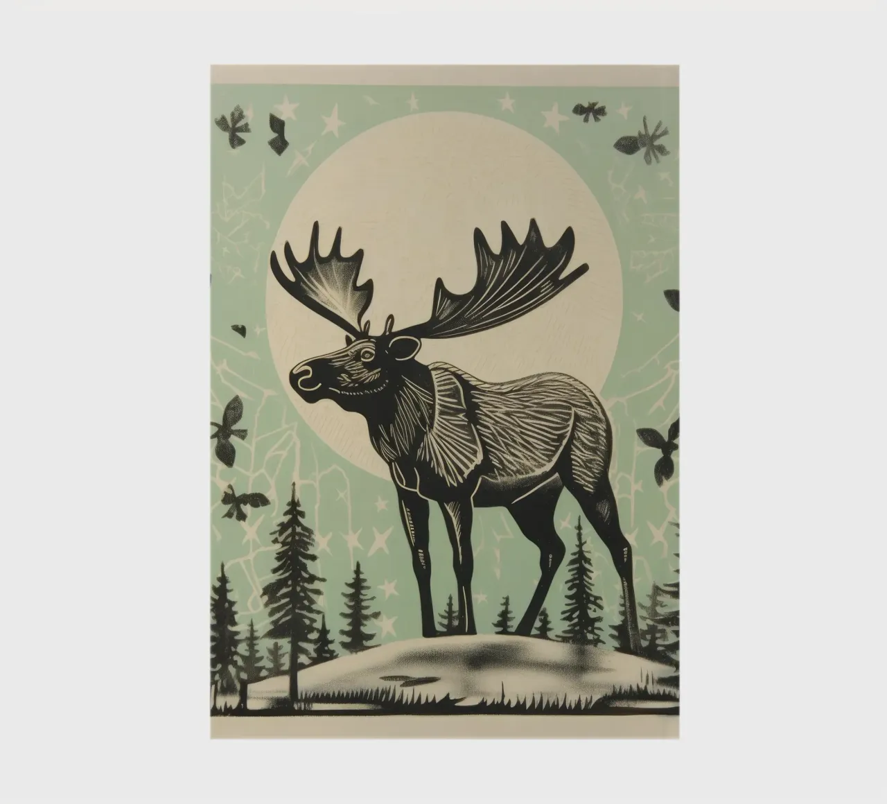 Green Moose 4 notebook by Minimal Animal Art