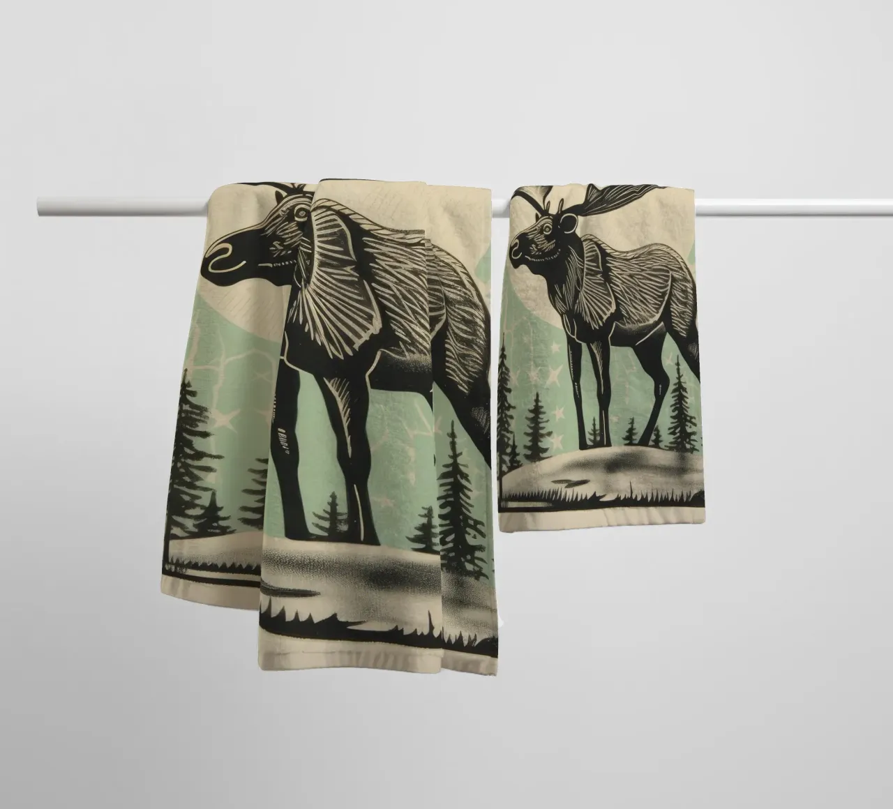 Alce Verde 4 asciugamano da bagno da Minimal Animal Art
