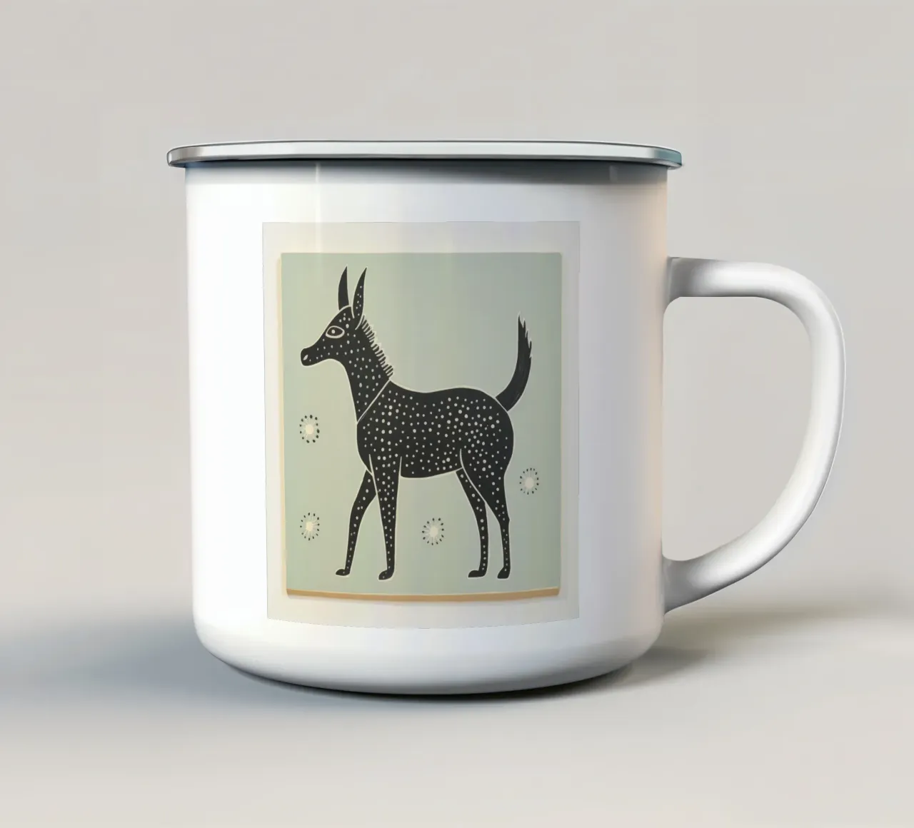 Mulo verde 1 tazza in smalto da Minimal Animal Art