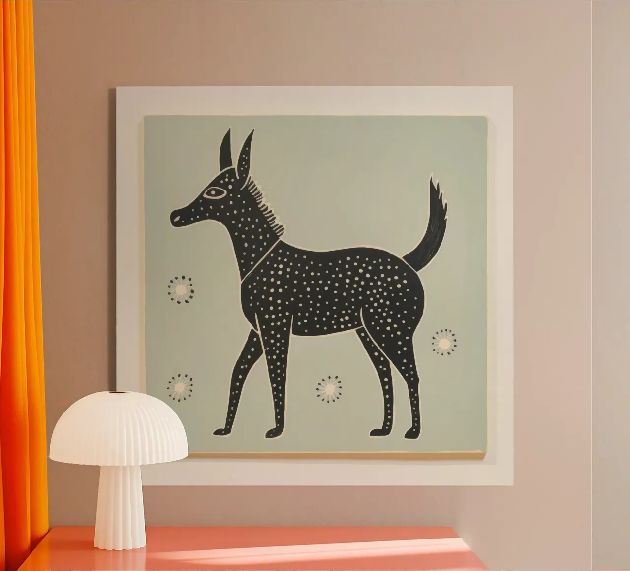 Groene Muilezel acryl van Minimal Animal Art