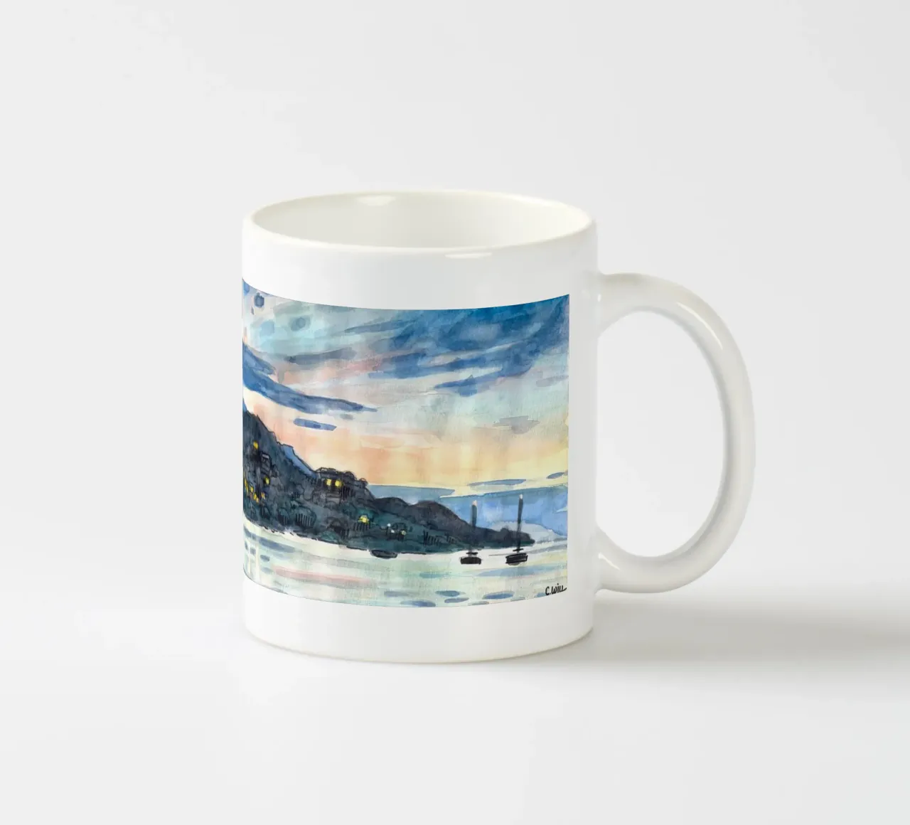 La spiaggia di Favone al tramonto tazza in ceramica da C.WILL