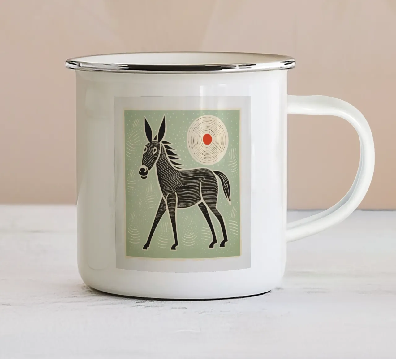 Mulo verde 2 tazza in smalto da Minimal Animal Art
