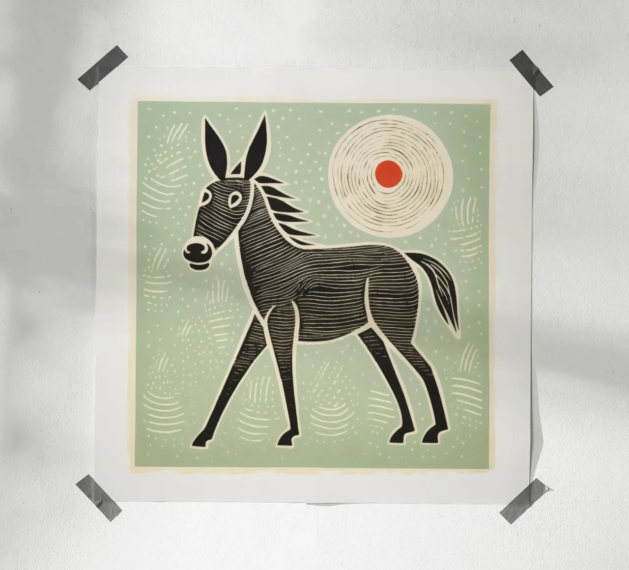 Mulo verde poster da Minimal Animal Art