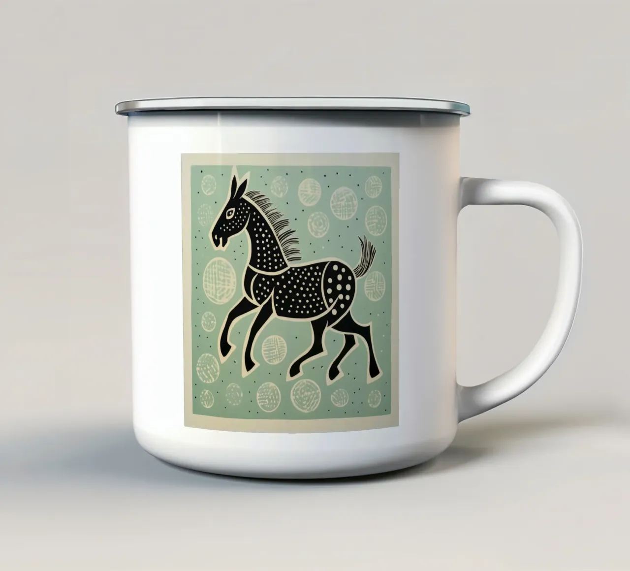 Mulo verde 4 tazza in smalto da Minimal Animal Art