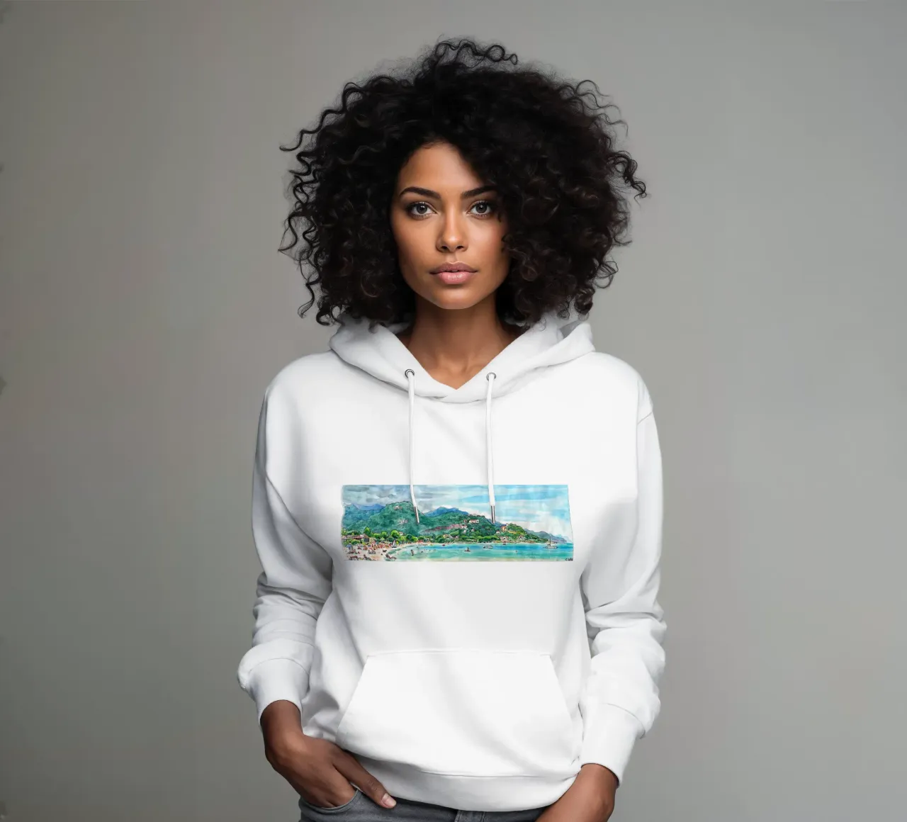 Spiaggia di Favone in Corsica felpa con cappuccio da C.WILL