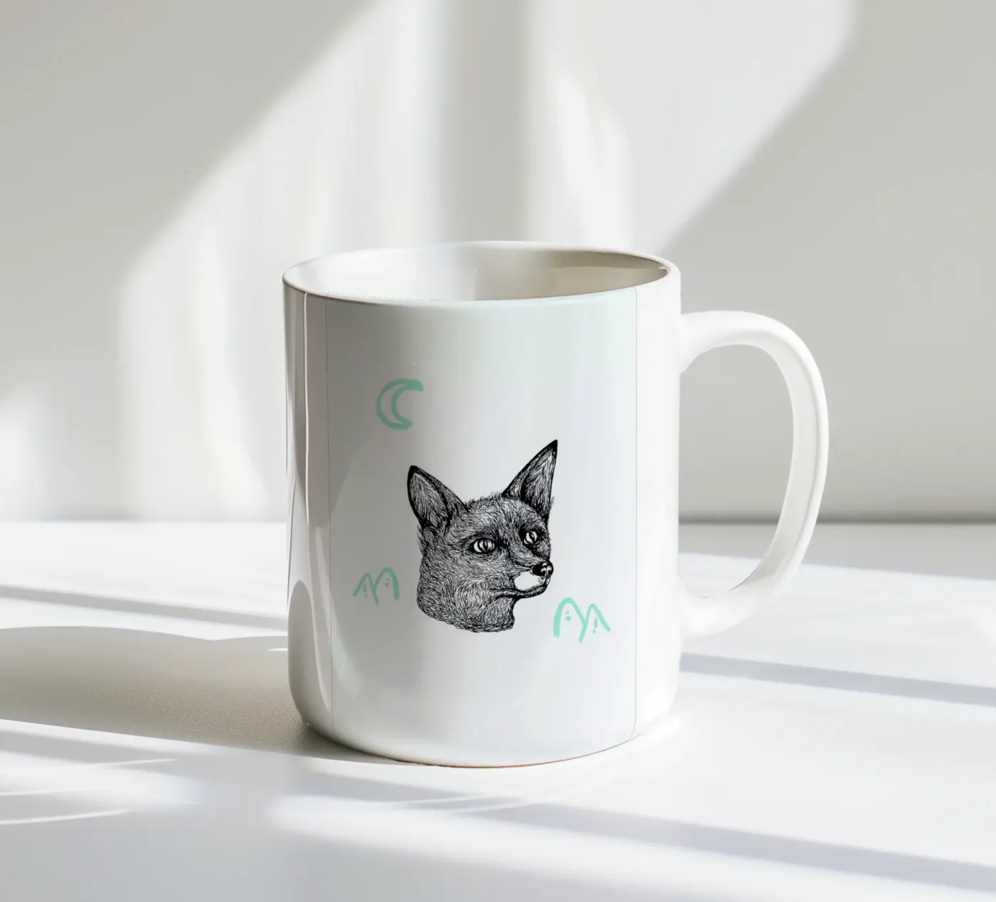 Celestial Fox ceramic mug by Daniela Roessler