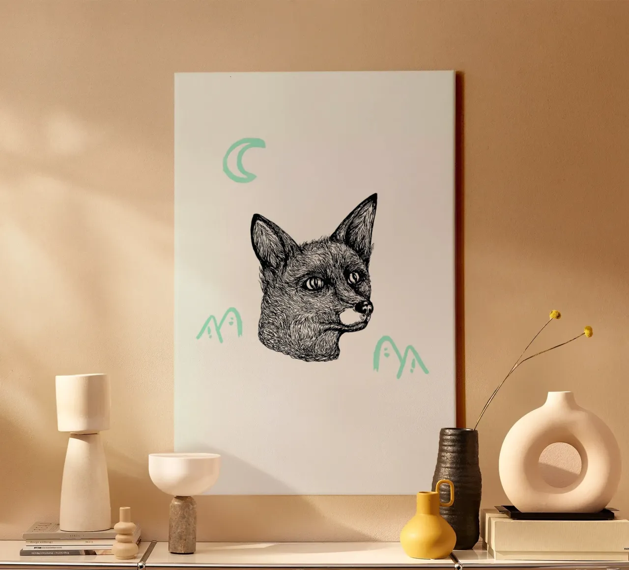 Celestial Fox canvas with Floater frame by Daniela Roessler