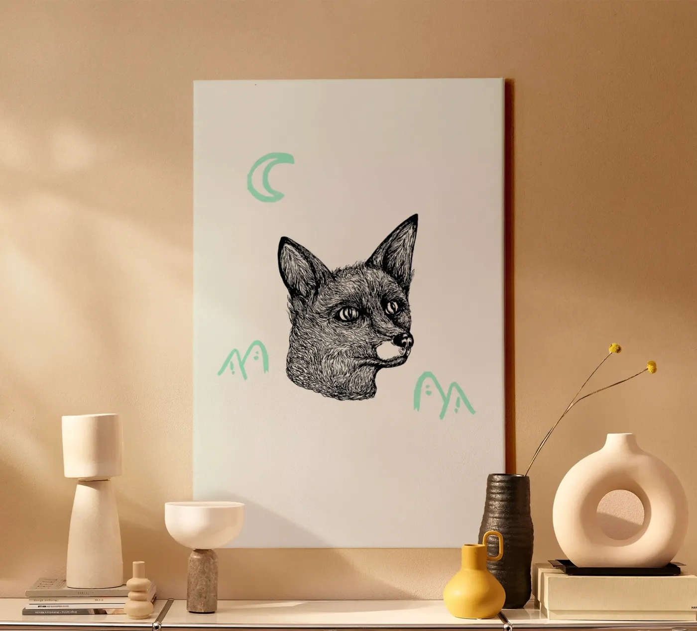 Celestial Fox canvas van Daniela Roessler