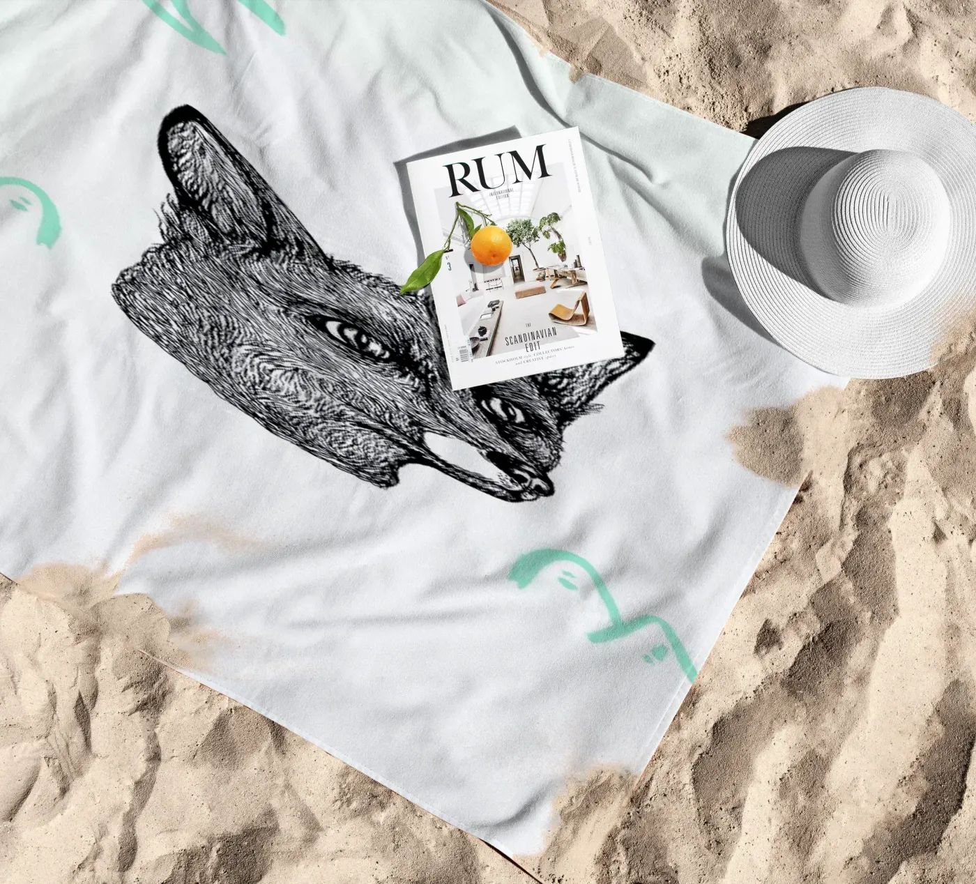 Celestial Fox beach towel by Daniela Roessler