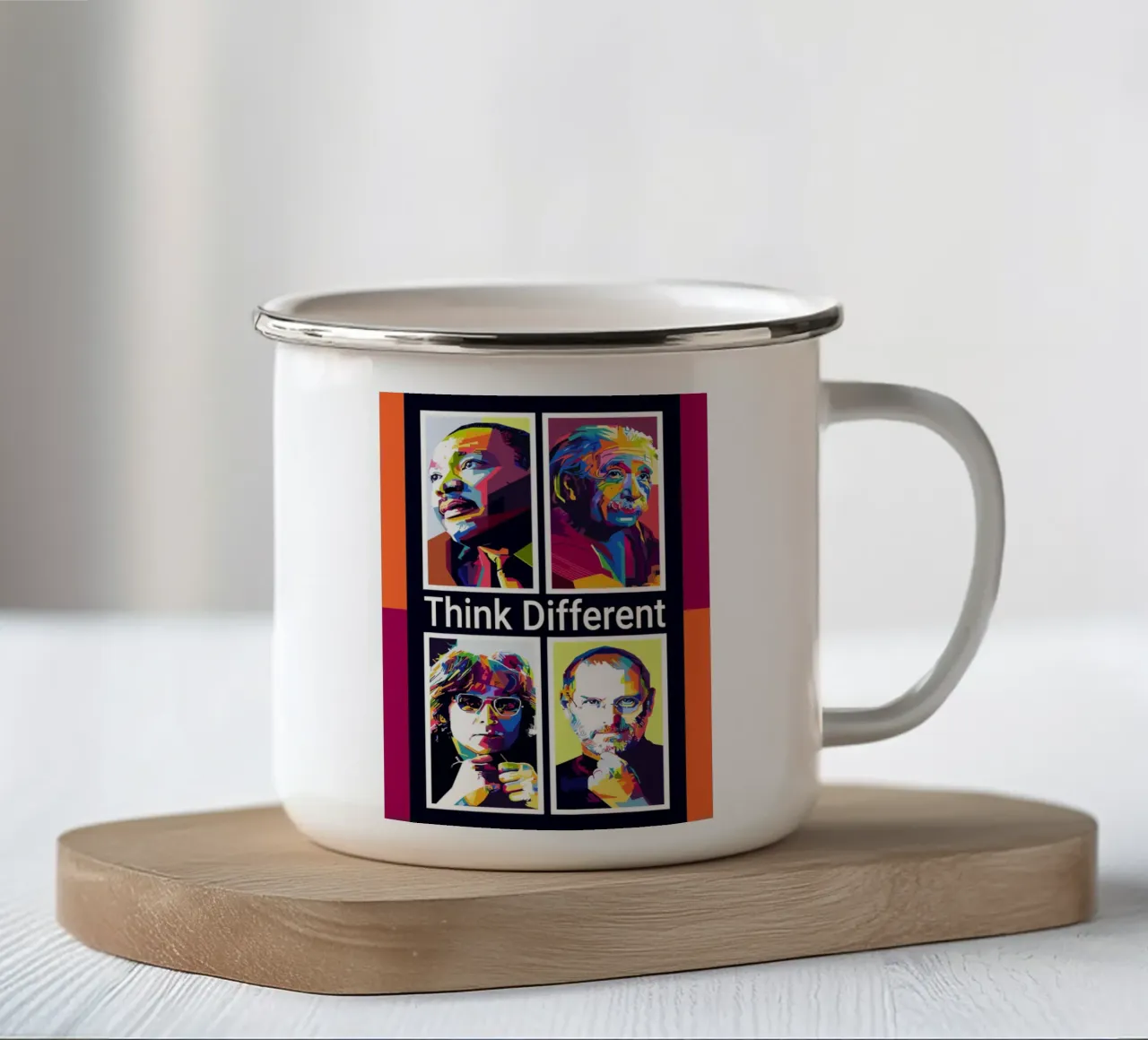 Denk Anders Stijl WPAP emaille mok van KP Artwork