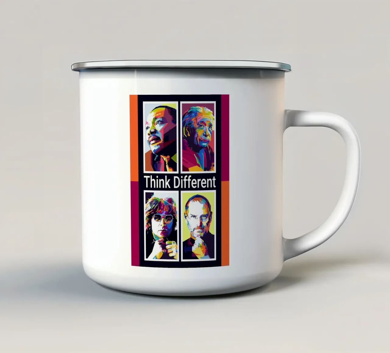 Think Different Style WPAP Emaille Tasse von KP Artwork