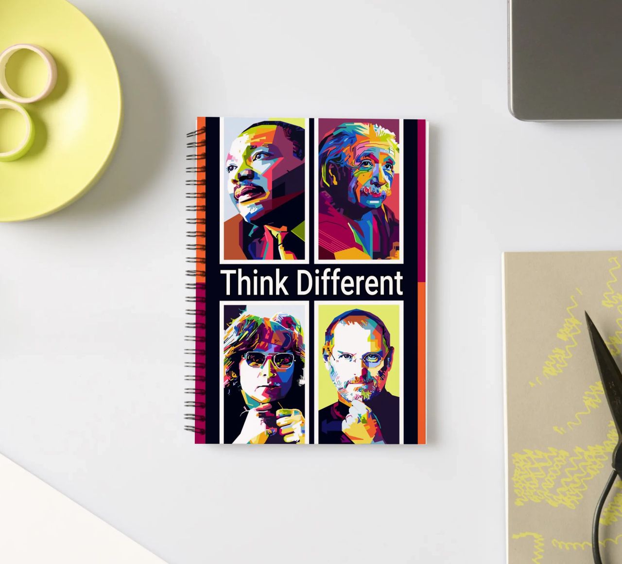 Think Different Style WPAP spiral notebook by KP Artwork