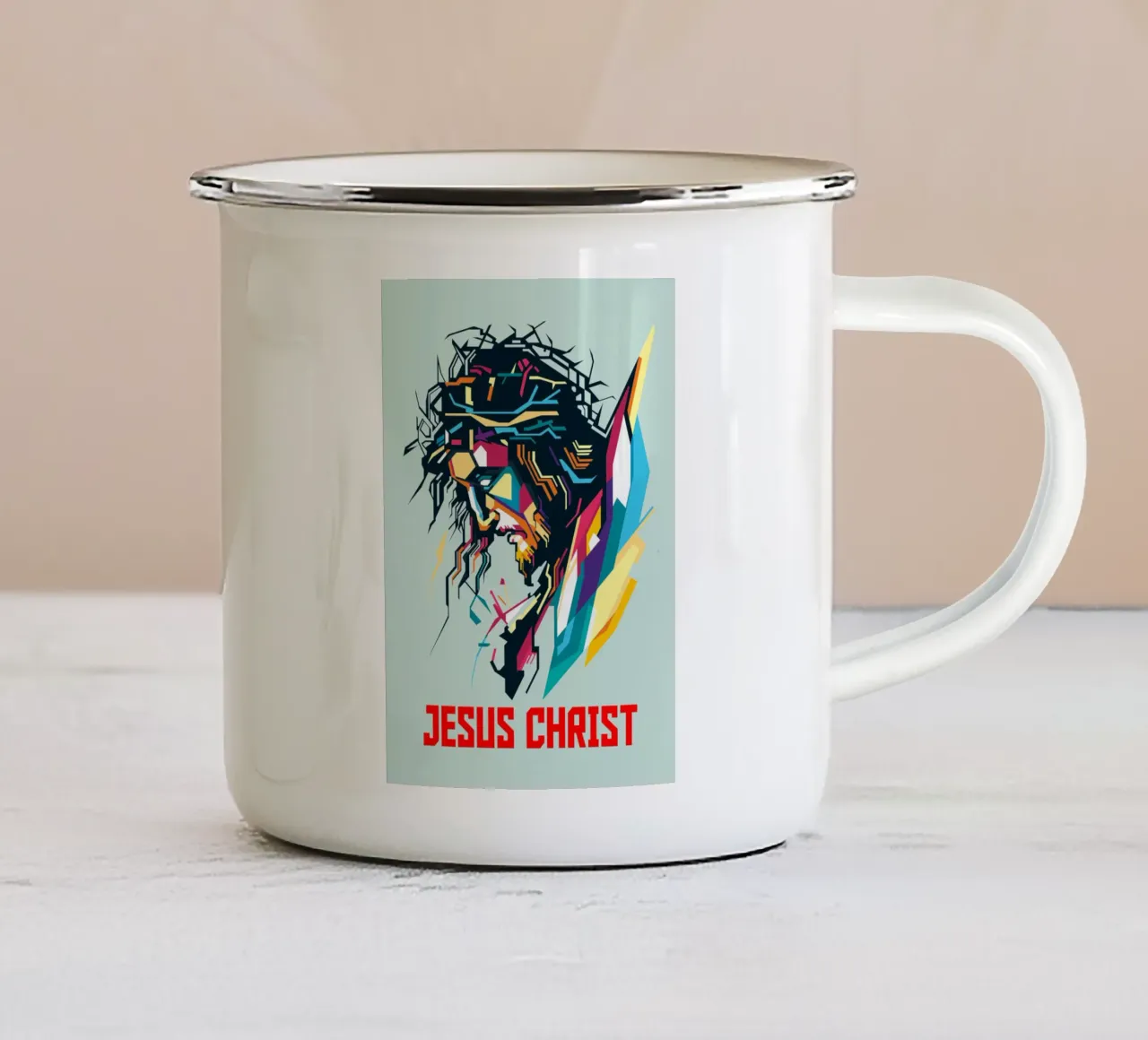Stile Gesù Cristo WPAP tazza in smalto da KP Artwork
