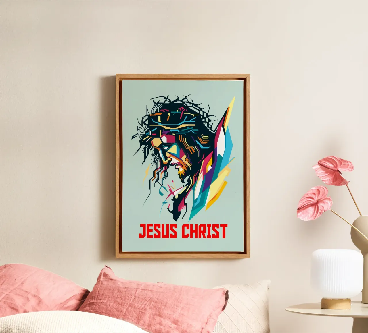 Stile Gesù Cristo WPAP tela con Cornice a cassetta da KP Artwork