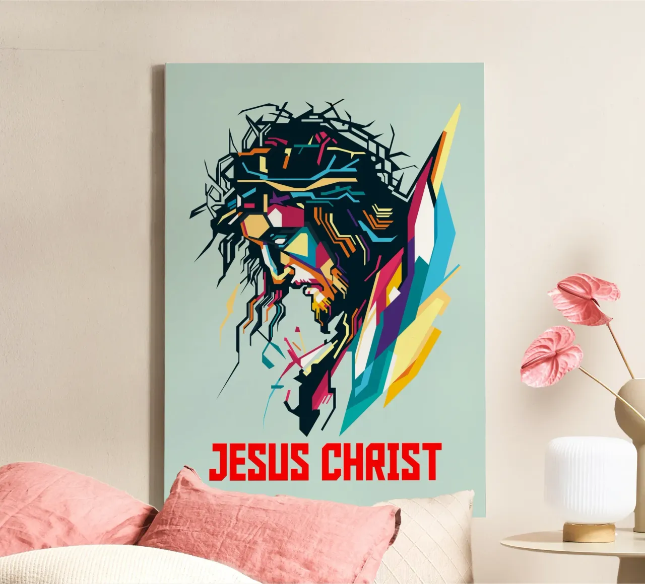 Stile Gesù Cristo WPAP tela con Cornice a cassetta da KP Artwork