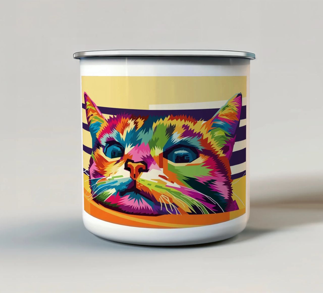 Stile gatto WPAP tazza in smalto da KP Artwork
