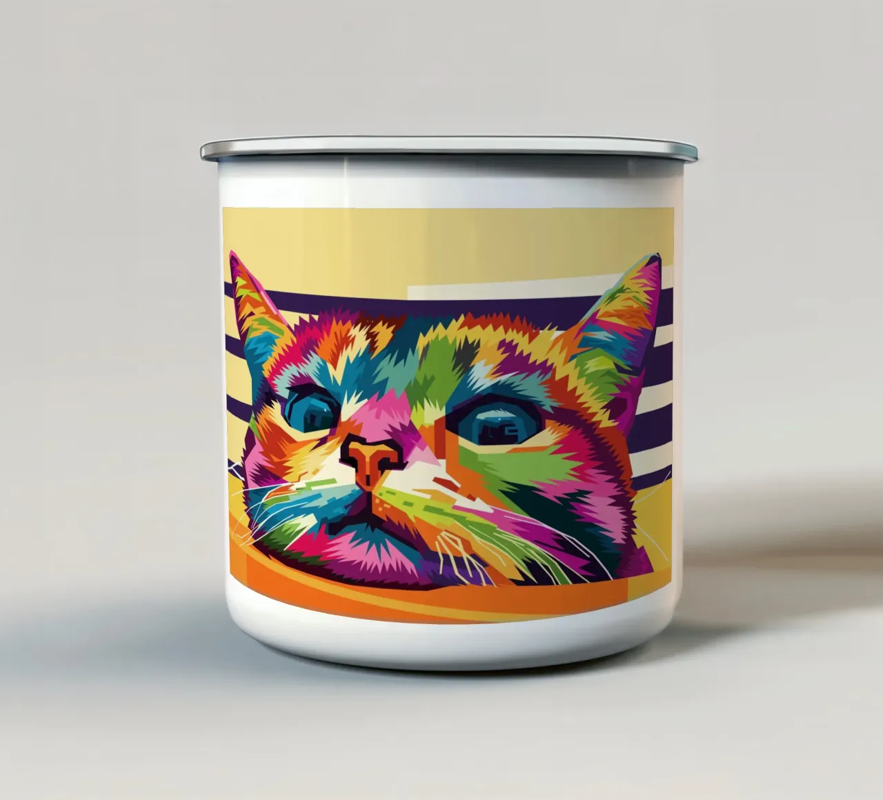 Kat stijl WPAP emaille mok van KP Artwork
