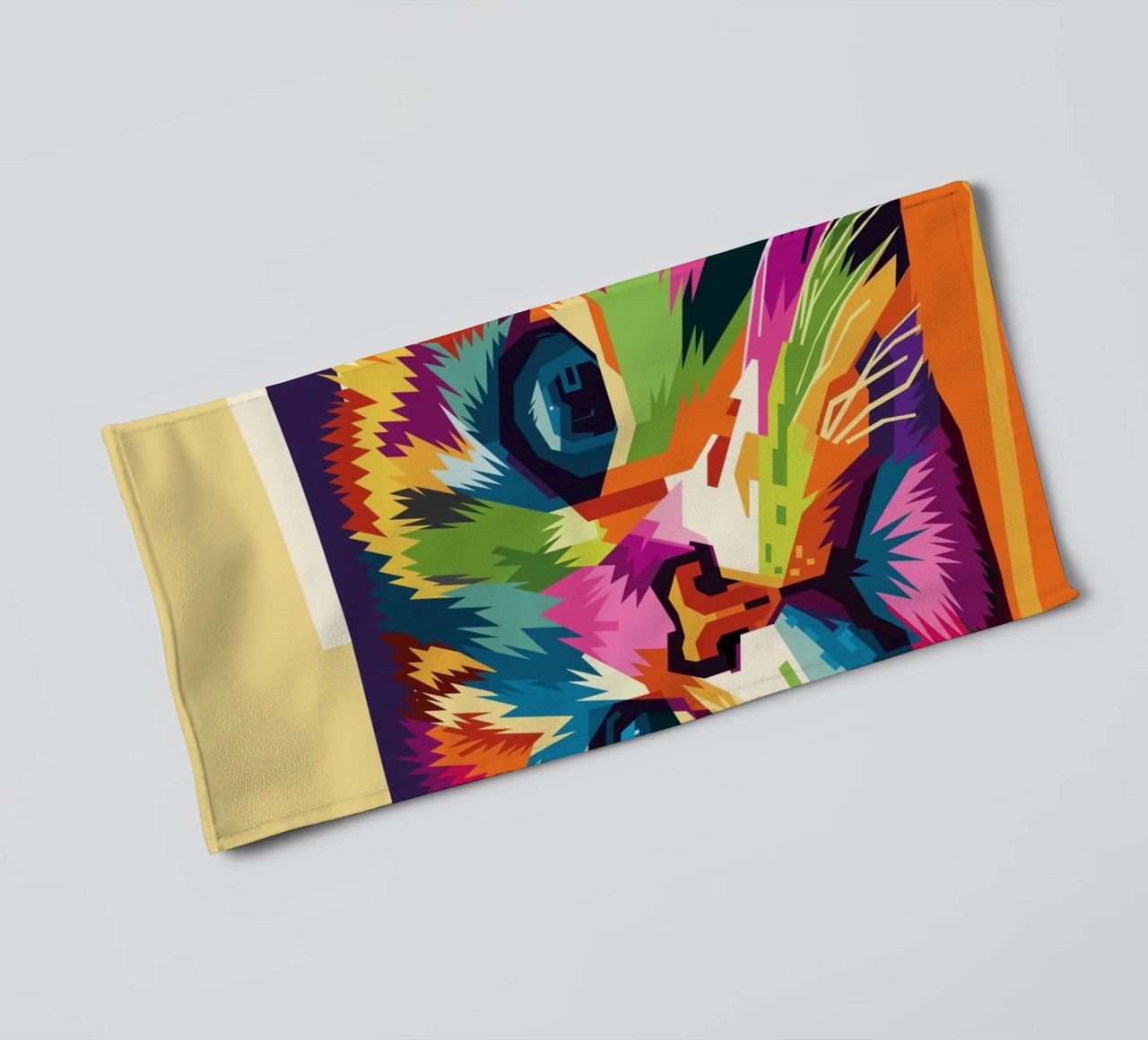 Cat Style WPAP towel by KP Artwork