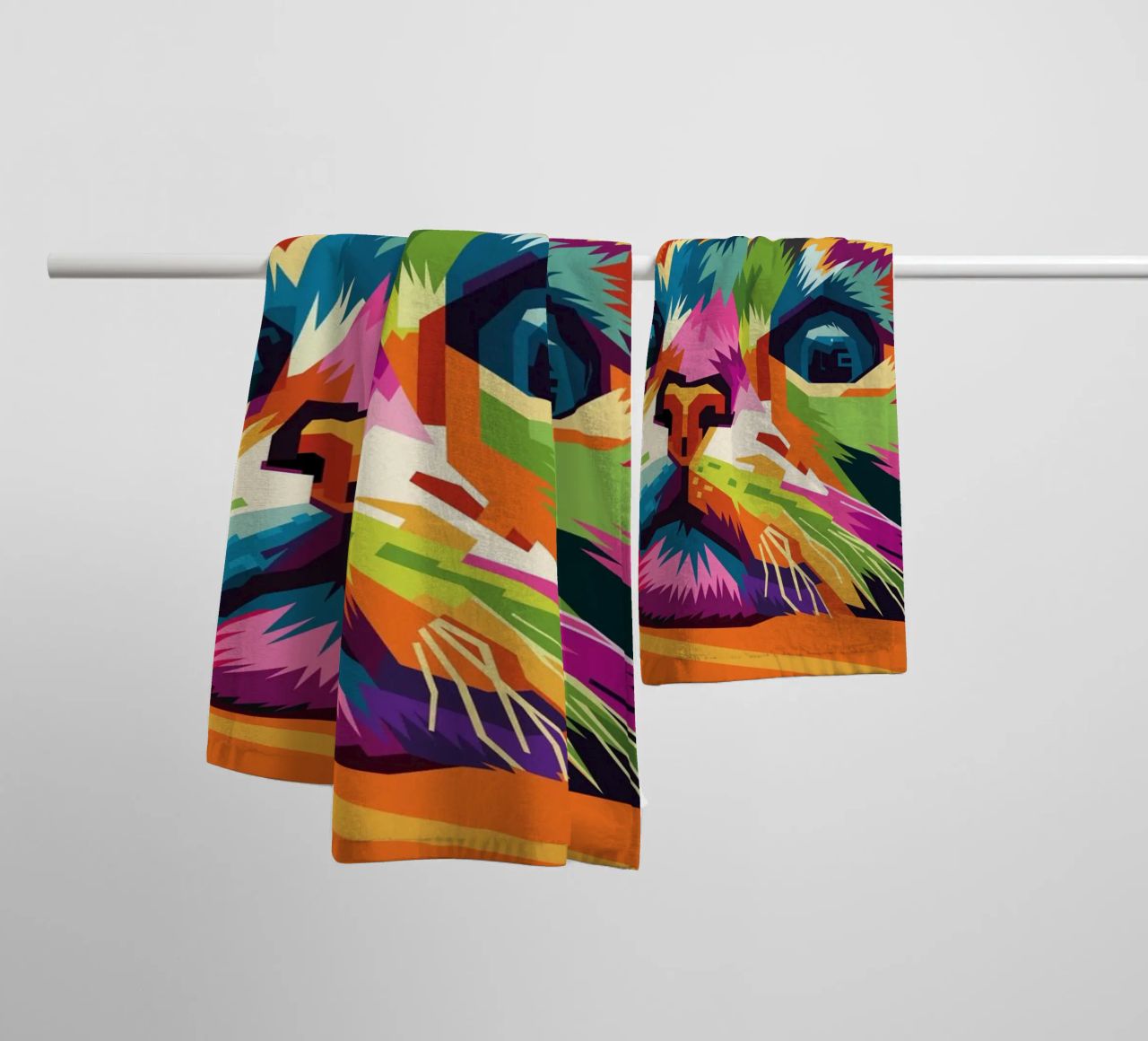 Cat Style WPAP towel by KP Artwork