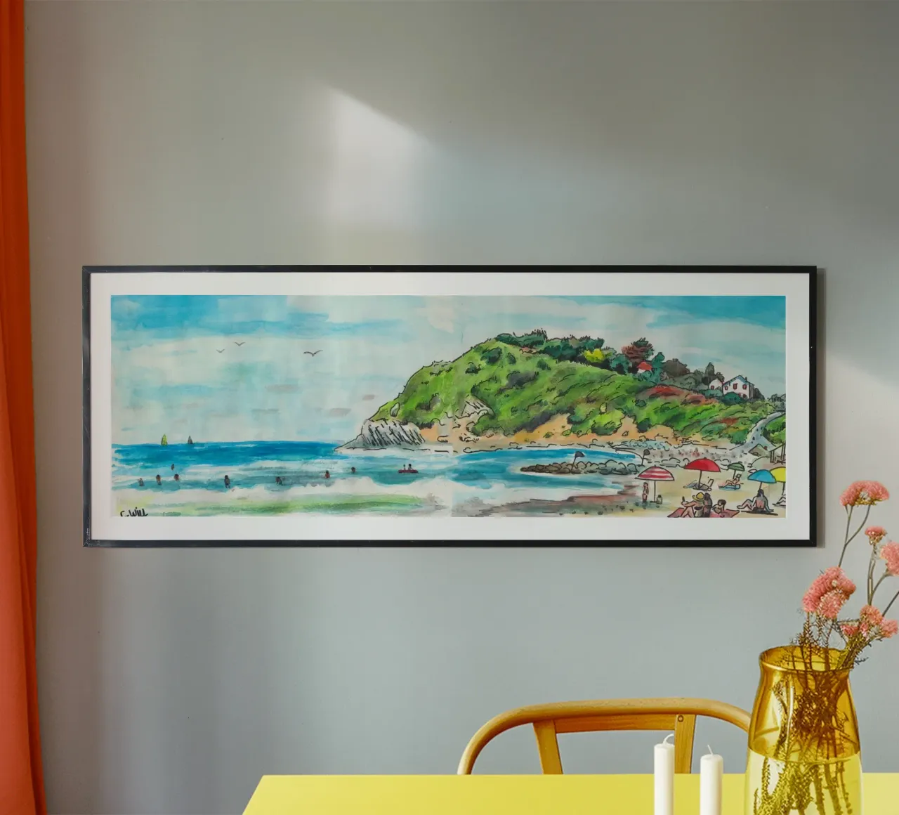 Spiaggia dei Paesi Bassi poster con telaio in legno da C.WILL