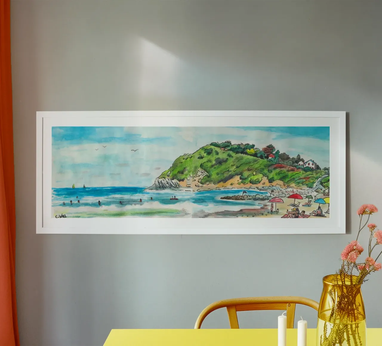 Spiaggia dei Paesi Bassi poster con telaio in legno da C.WILL