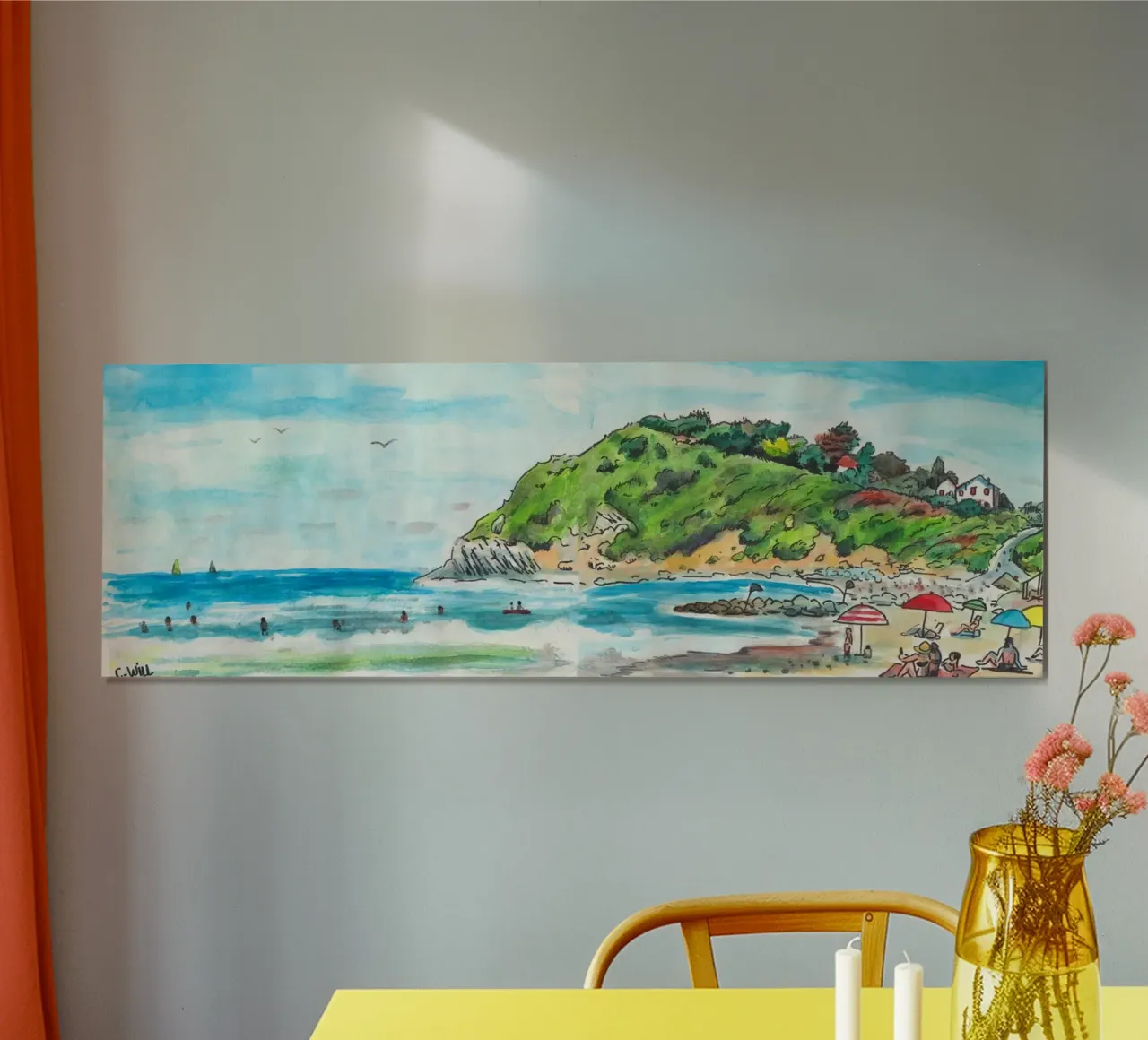 Spiaggia dei Paesi Bassi poster con telaio in legno da C.WILL