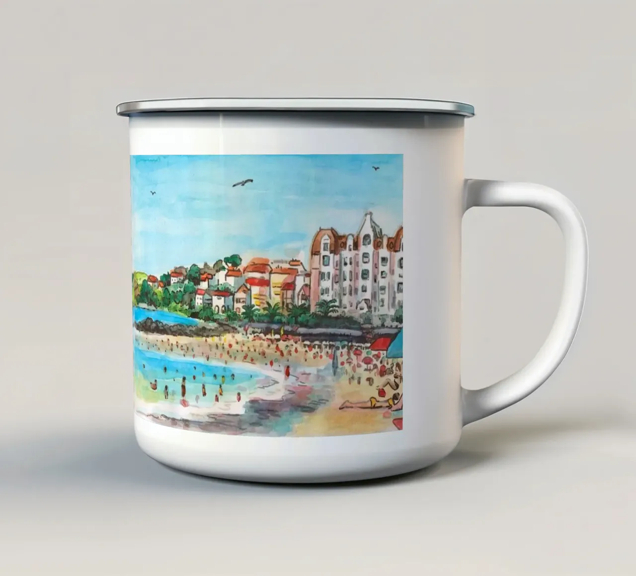 Spiaggia di Saint-Jean-de-Luz tazza in smalto da C.WILL
