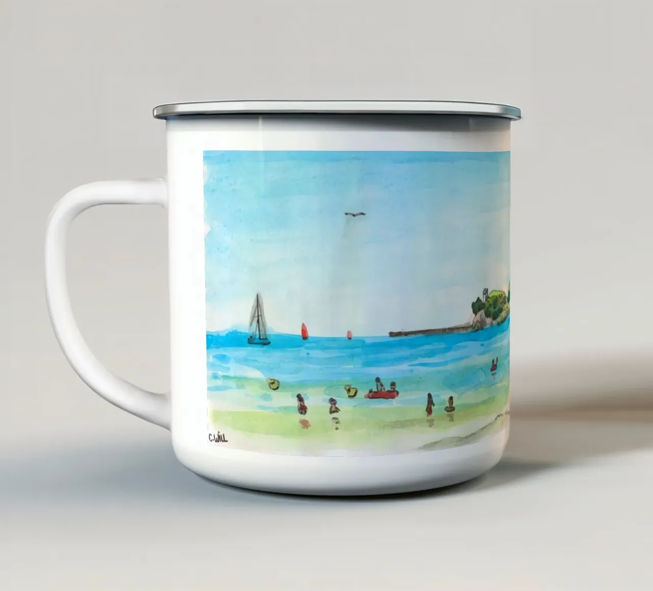 Spiaggia di Saint-Jean-de-Luz tazza in smalto da C.WILL