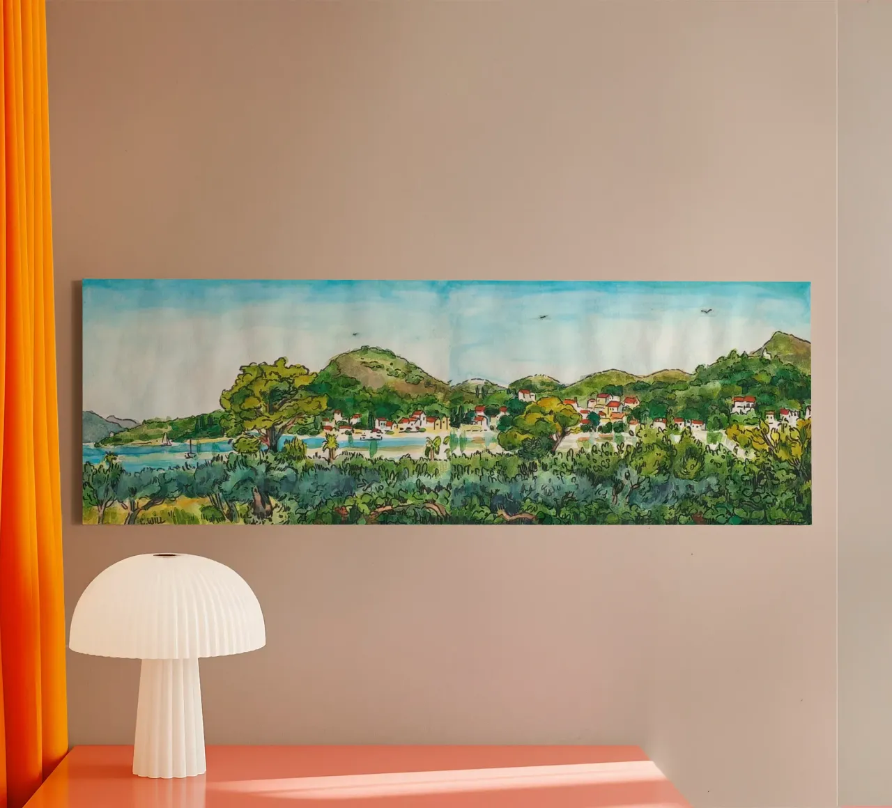 View of Slano bay in Croatia canvas with Floater frame by C.WILL