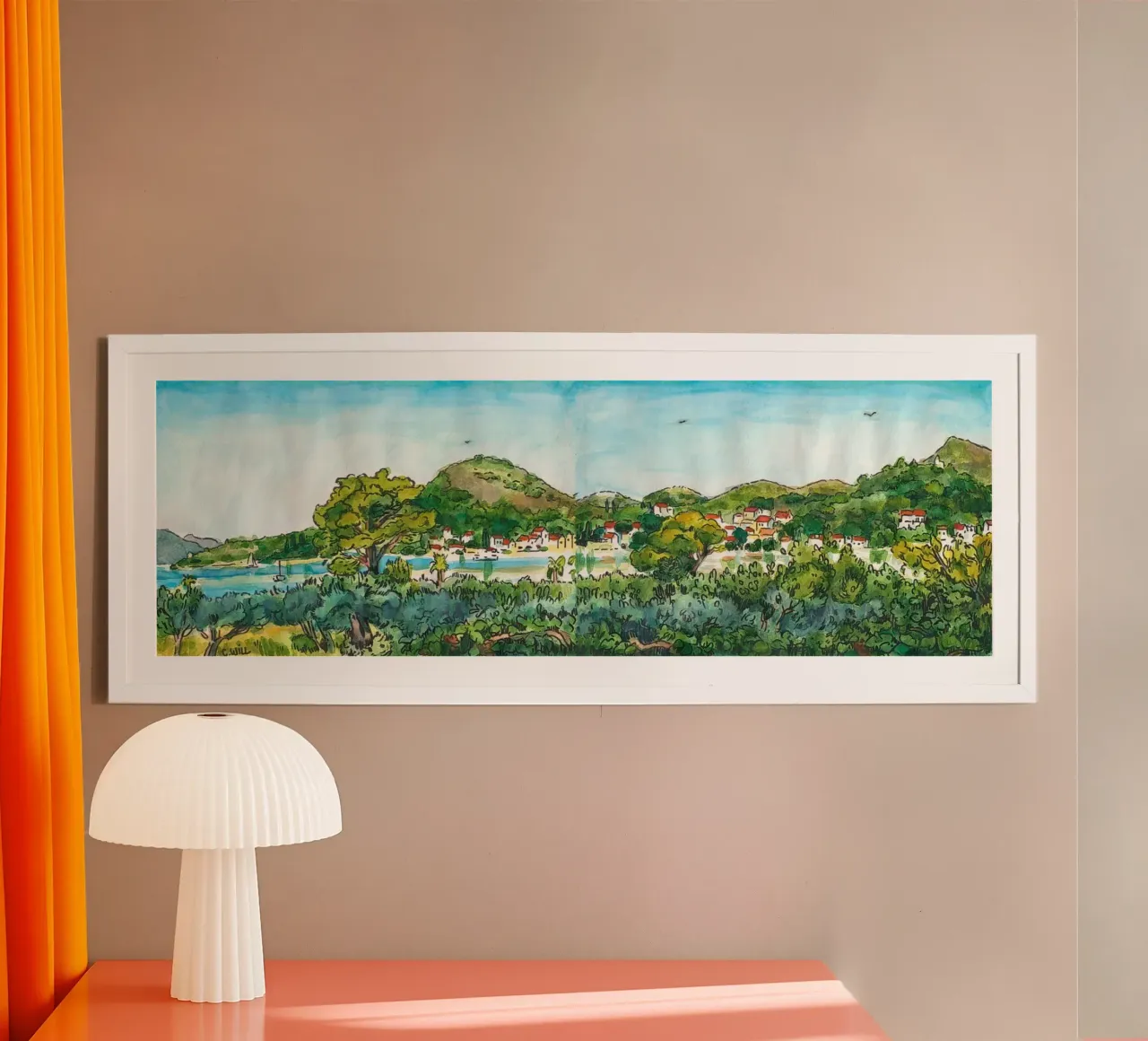 Vista sulla baia di Slano in Croazia poster con telaio in alluminio da C.WILL