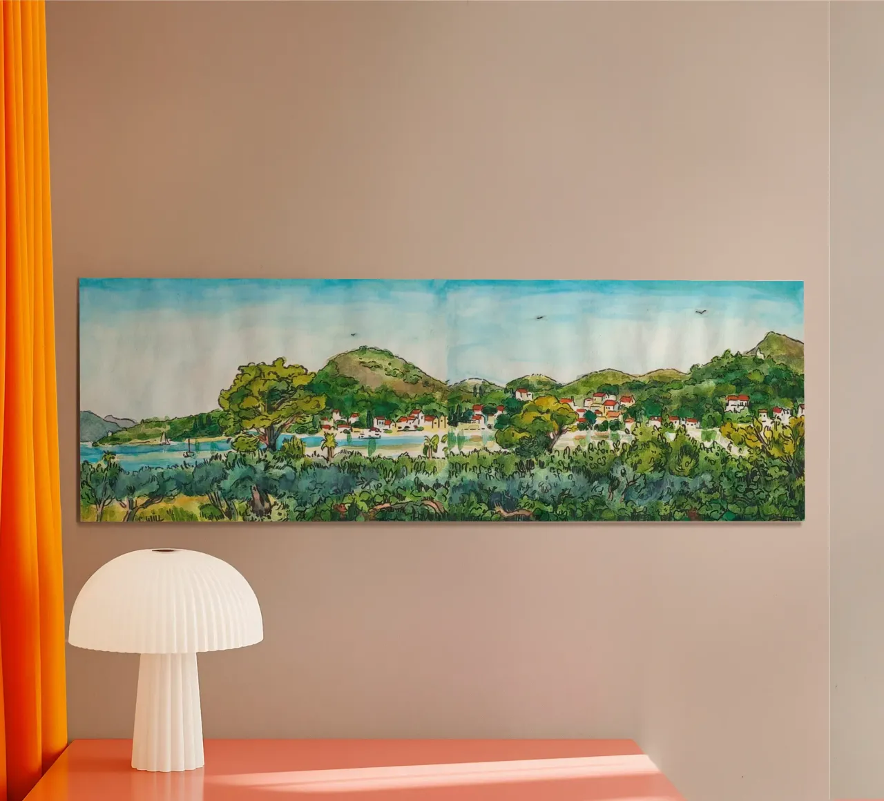 Vista sulla baia di Slano in Croazia poster con telaio in alluminio da C.WILL
