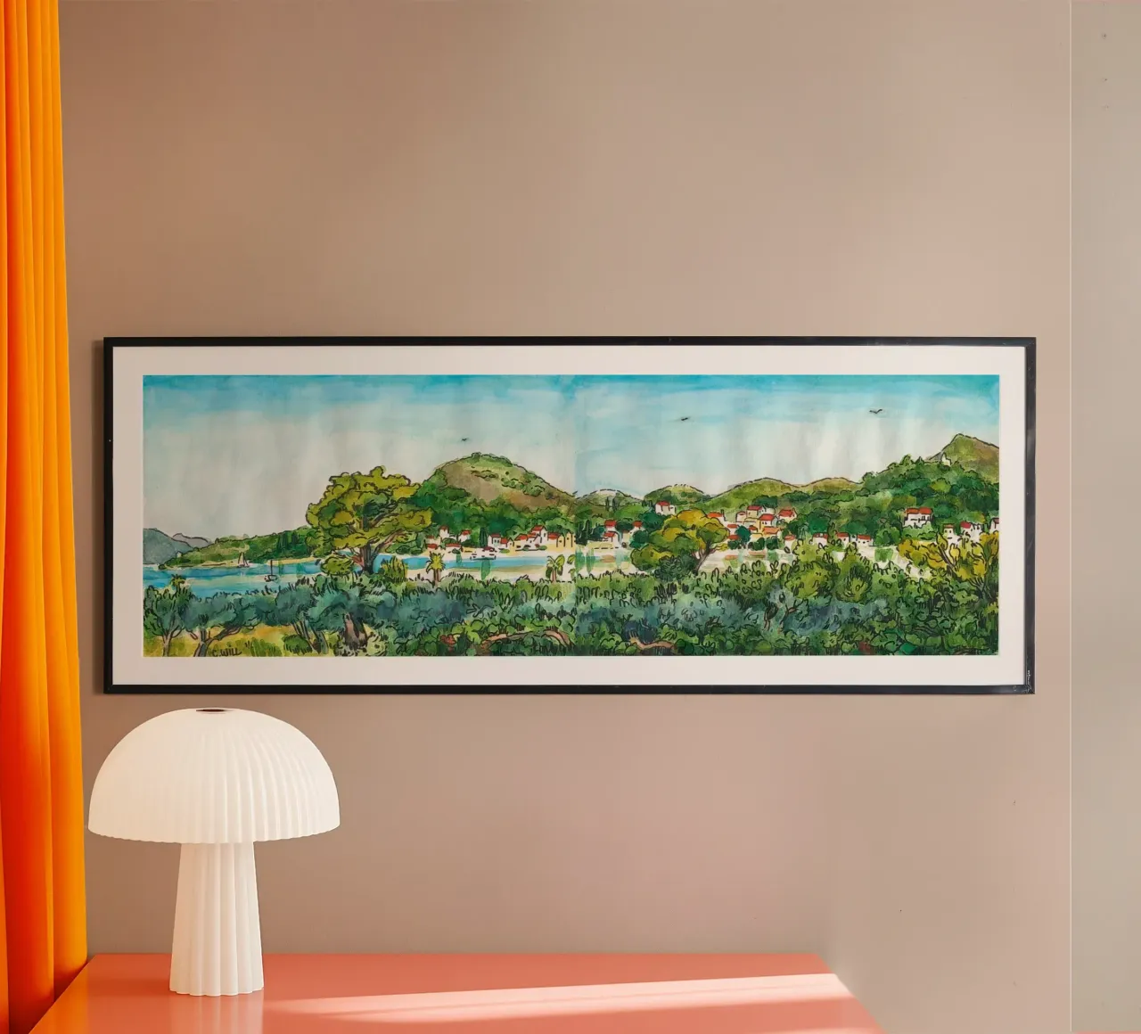 Vista sulla baia di Slano in Croazia poster con telaio in alluminio da C.WILL