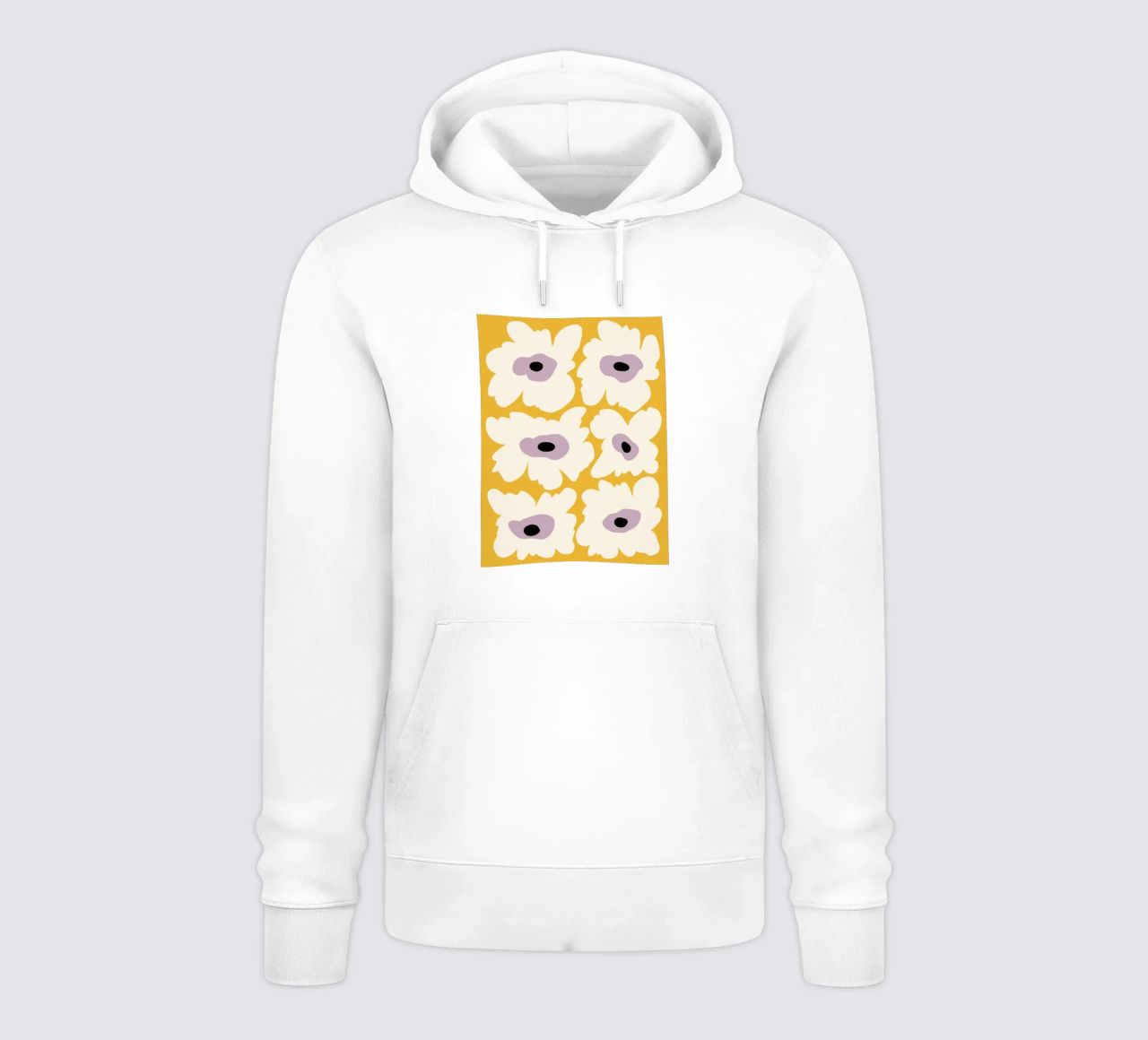 Papavero fresco in giallo felpa con cappuccio da Miho Art Studio